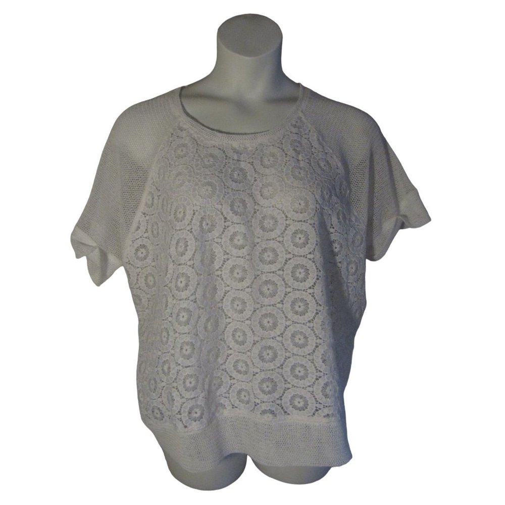 Chico's 3  White Lace Loose Knit Sweater.